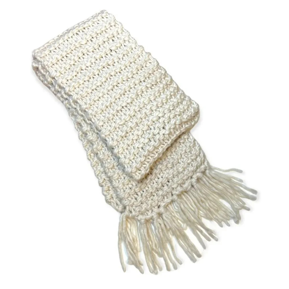 Love & Lore Long Cream Knit  Scarf